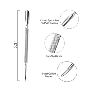 Pousse-cuticules en acier inoxydable, outil de manucure pour nail art, double extrémité, éliminateur de peaux mortes, accessoires de pédicure pour usage en salon - Product Image 2