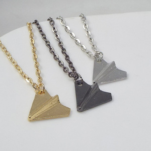Collane con Aeroplano Origami 3D, Placcate in Oro Nero e Argento, Gioielli Semplici con Piccoli Aerei di Carta, Stile Harry Styles - Product Image 2