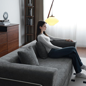 Canapé-lit pliable multifonctionnel en velours côtelé gris ODM, compressé, pour salon, en tissu OEM - Product Image 5
