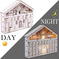 Calendrier de l'Avent en bois artisanal, décoration en bois blanc, ornements de Noël, maison de Noël, calendrier de l'Avent personnalisé, vente chaude