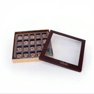 高质量纸板巧克力盒盖子和底座的透明窗口糖果纸盒节日礼盒定制