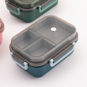 Boîte à lunch scellée à double couche avec compartiments en plastique, personnalisable avec logo, pour étudiants et employés de bureau, compatible micro-ondes, vente en gros - Product Image 2