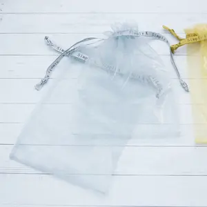 Saco de presente personalizado de joias de cordão, com logotipo bolsa de organza para embalagem