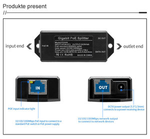 Adaptateur d'alimentation PoE standard Gigabit 48V IEEE802.3af/at pour tablette, routeur, caméra IP, accessoires de surveillance Gigabit 4A - Product Image 1