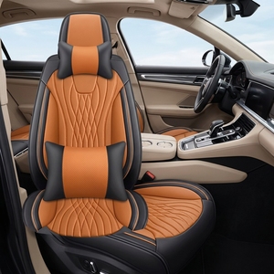 Fundas de Asiento de Coche Universales de Cuero con Acabado Elegante, Juego Completo, Protección Interior, Estilo Ejecutivo, para las Cuatro Estaciones, Compatibles con la Mayoría de los Vehículos - Product Image 1