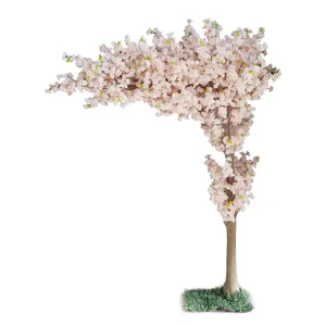 wholesale cheap Indoor artificial blossom japanese flower tree / Wedding decoration Pink arched artificial cherry blossom tree