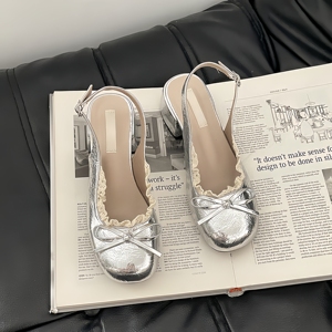 Sandali Eleganti <span class=keywords><strong>Donna</strong></span> 2026 in Pelle Verniciata Stile Retrò Francese con Tacco Grosso, Punta Chiusa e Cinturino Singolo con Fibbia, per Esterni Estivi - Product Image 5
