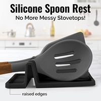 Repose-cuillère en silicone écologique avec tapis anti-goutte et support pour couvercles de casseroles, pour cuisinière et comptoirs de cuisine - Compatible lave-vaisselle