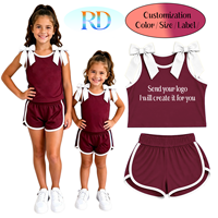 Ensemble 2 pièces de cheerleading pour filles en fibre de bambou : débardeur sans manches et short de sport respirant à taille élastique