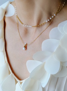 Collier de perles d'eau douce, chaîne en acier inoxydable plaqué or 18 carats, pendentif pour femme, anniversaire - Product Image 2