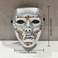 Masque miroir boule disco en mosaïque argentée pour Halloween et soirées rave