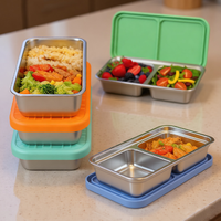 Boîte à lunch réfrigérable en acier inoxydable 550 ml avec couvercle en plastique sans BPA, compatible micro-ondes, écologique et durable