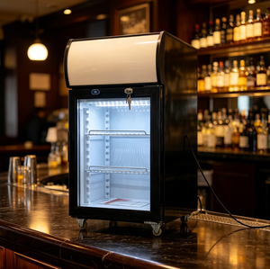 <span class=keywords><strong>Mini</strong></span>-réfrigérateur à boissons lumineux personnalisé conçu pour mettre en valeur les thés glacés pétillants dans les zones de bars urbains branchés - Product Image 1
