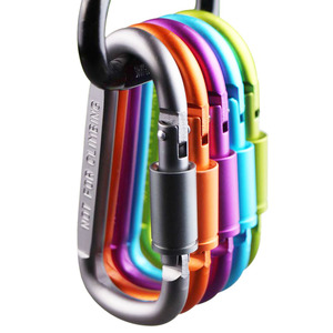 Direct Selling Camping Hiking Outdoor Activity Aluminium Alloy Metal D Ring Buckle Locking Carabiner Clips