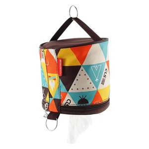 Ethnic Style Outdoor Camping Polyester <b>Folding</b> <b>Storage</b> Bag Roll Paper Tissue <b>Box</b> Foldable Design Hiking 145mmx130mm Customizable - Product Image 2