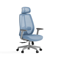 Chaise de bureau ergonomique moderne à dossier haut en maille, accoudoirs 2D réglables, pivotante, pour bureau de direction ou télétravail, avec structure en acier et hauteur réglable