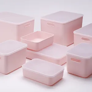 SHIMOYAMA organisateur de rangement mignon boîte de rangement en plastique pour sous-vêtements rose petit type plat
