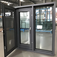 Fenêtre à battant en alliage d'aluminium sur mesure avec moustiquaire pour salle de bain, chambre, villa, maison
