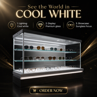 Vitrine de présentation de lunettes en verre LED personnalisée, verrouillable, pour lunettes de soleil optiques, pour boutique de détail