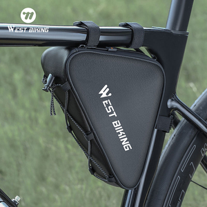 Sac de cadre de vélo WEST BIKING 900D en cuir résistant aux rayures, étanche, design à bords étroits, sac de vélo triangulaire avec poche en filet - Product Image 6