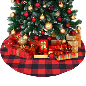 Bonne qualité 48 pouces tissu tricoté épais arbre <span class=keywords><strong>de</strong></span> noël jupe Sublimation Logo personnalisé motif à carreaux <span class=keywords><strong>de</strong></span> buffle pour la décoration <span class=keywords><strong>de</strong></span> la maison - Product Image 2