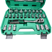 Ensemble d'outils de mécanicien CR-V 32 pièces, douilles en acier au carbone 1/2 pouce, clé à cliquet, clés hexagonales, pour usage domestique, personnalisable, OEM, coffret rigide 1