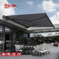 Auvents en aluminium avec éclairage LED, auvent rétractable, protection solaire pour jardin, imperméable, auvent extérieur pour terrasse, auvent cassette complet