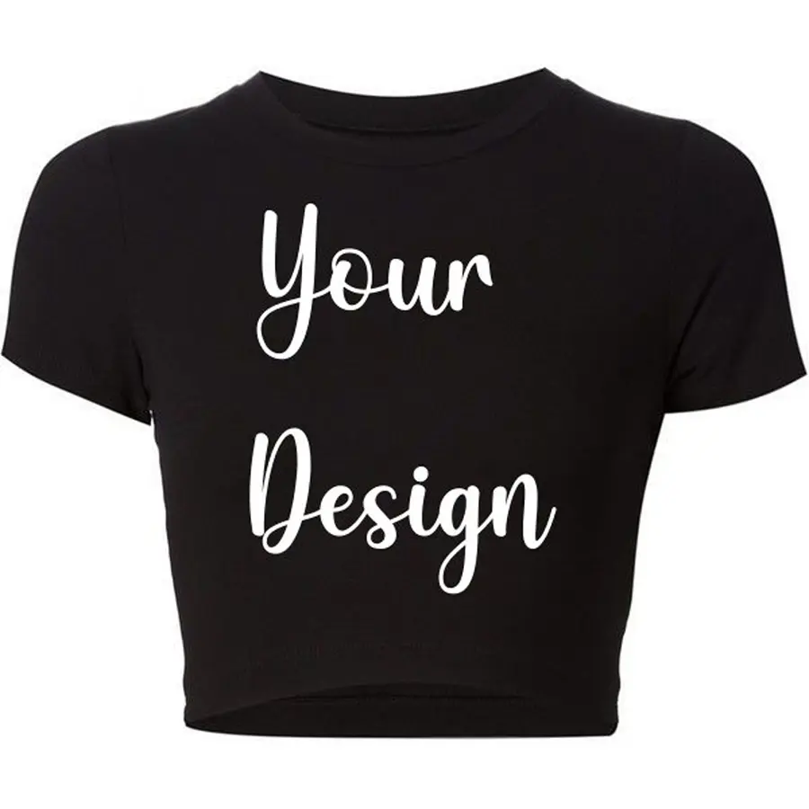 95% Cotton 5% Spandex Custom Logo Crop Top T Shirts Women Basic Short TShirts Crop Tops For Girls