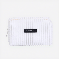 Pochette de maquillage portable en peluche douce multicolore à rayures verticales, sac de rangement portable pour produits de soin de la peau et cosmétiques
