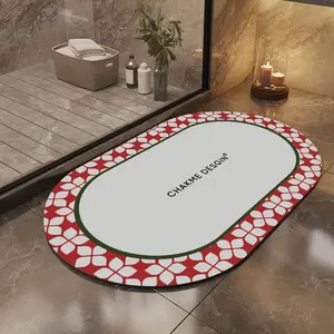 (Chakme) tapis absorbant à imprimé Floral mince, diatomée, boue, tapis de salle de bain