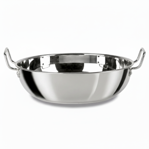 Bol à curry durable à plat Balti encapsulé avec poignée en acier inoxydable pour restaurants et usage domestique - Product Image 1