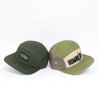 Casquettes de camping 5 panneaux pour hommes avec logo brodé 3D personnalisé, patch tissé, en coton respirant, pour la randonnée et les activités de plein air, à visière plate