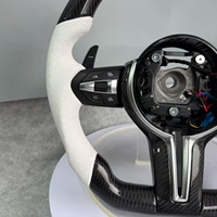 Volant en fibre de carbone pour BMW F36 F30 F10 F15 F20 F22 F25 F32 M3 M5 E46 E60 E70 E90 E91 Cuir blanc M Sport