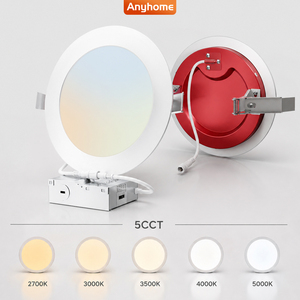 Luz LED Empotrable de <span class=keywords><strong>Techo</strong></span> para Interiores, Comercial, de Aluminio, con Clasificación de Resistencia al Fuego, Regulable, 5CCT Ajustable, CRI 90, 6 Pulgadas, para <span class=keywords><strong>Baño</strong></span> y Cocina - Product Image 1