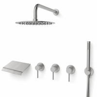 Ensemble de mitigeur de douche encastré 3 fonctions en acier inoxydable 316L, résistant à la corrosion, avec robinet de douche pluie et robinet de baignoire cascade