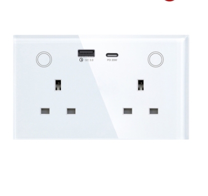 UK Standard Modern Safe Smart Socket WiFi Graffiti Socket Electrical Metering 147 Type Wall Socket Zigbee Voice Alexa CE