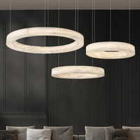 Lustre en albâtre de Style nordique Duplex Designer Salon Escalier Laiton Marbre Suspension