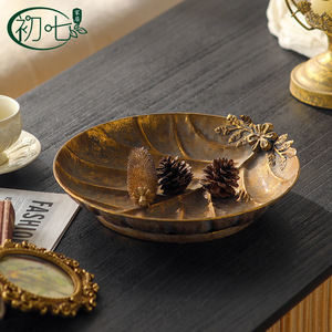 Bandeja ovalada vintage decorativa para el hogar, mesa de centro, frutero, adorno metálico con patrón de plantas - Product Image 2