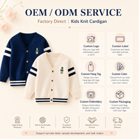 Kinder Frühling Herbst Strickjacke V-Ausschnitt Bestickte Preppy-Strickjacke Langarm Lässiger Schulstil Oberteil