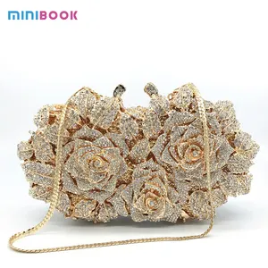Minibook-Bolso de mano con cadena de Metal para mujer, bandolera brillante para boda, venta al por mayor