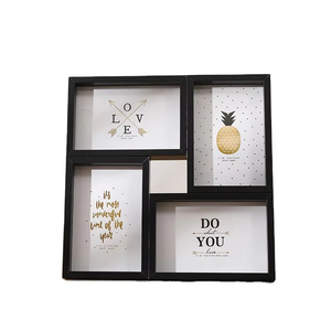 Factory Wholesale Wooden Family Wall <b>Mounting</b> Multi 4 Collage Photo <b>Frames</b> Wooden Collage Picture <b>Frame</b> - Product Image 1
