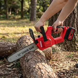 Scie à chaîne sans fil de 12 pouces, sans balais, alimentée par batterie, pour la coupe du bois, la taille des arbres, bricolage professionnel - Product Image 2