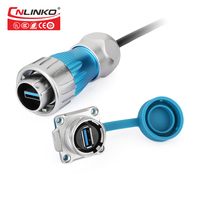 CNLINKO Conector de Panel Frontal con Puerto USB DH24, Extensión de Cable USB, Resistente al Agua IP68
