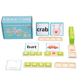 Lettre d'éducation précoce pour enfants en bois mots d'<span class=keywords><strong>orthographe</strong></span> anglais bloc de construction lettre appariement jouets d'<span class=keywords><strong>orthographe</strong></span> cognitive - Product Image 1