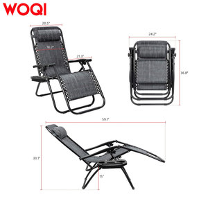 เก้าอี้พักผ่อนกลางแจ้ง Woqi Zero Gravity ปรับเอนได้ พร้อมหมอน พับเก็บได้ สีเทา - Product Image 3