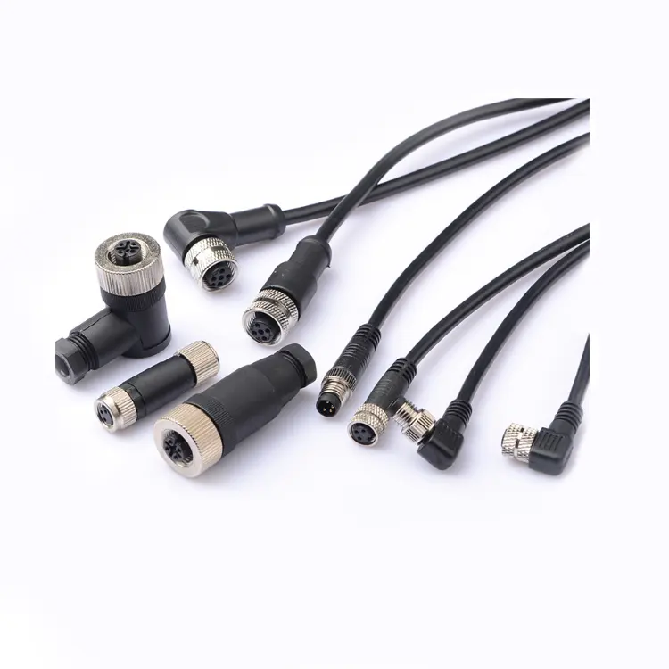 Connecteur droit industriel M12 8 broches mâle à femelle, connecteur de blindage PVC, fiche de câble moulé de haute qualité