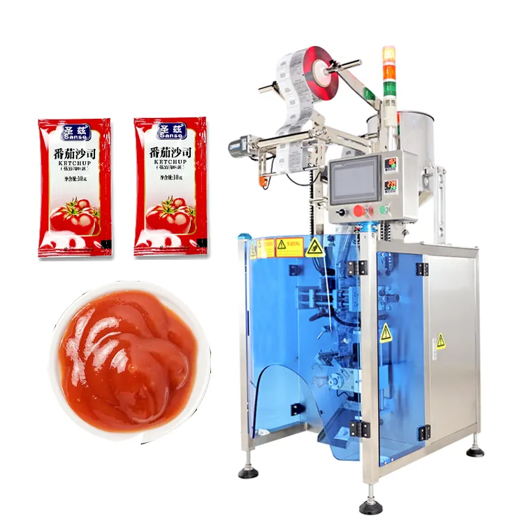 Mesin Pembungkus Kantong Plastik Pengisi Air Sachet Sampo Selai Kacang Minyak Zaitun 140 Bags/min Otomatis Kecepatan Tinggi