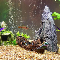 Décorations de bateau pirate pour aquarium, ornements de réservoir à poissons, décorations de naufrage en résine, accessoires d'avion coulés