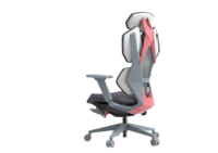 Chaise de jeu ergonomique en maille avec dossier inclinable réglable, repose-pieds intégré et soutien lombaire pour le bureau à domicile