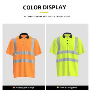 Safety Workwear Reflective Strips Hi <b>Vis</b> Roadway 100% Polyester Mesh Safety <b>Polo</b> T <b>Shirt</b> - Product Image 3